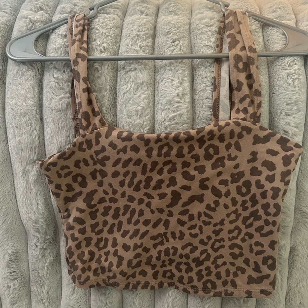 Leopard Print Brown Crop Top